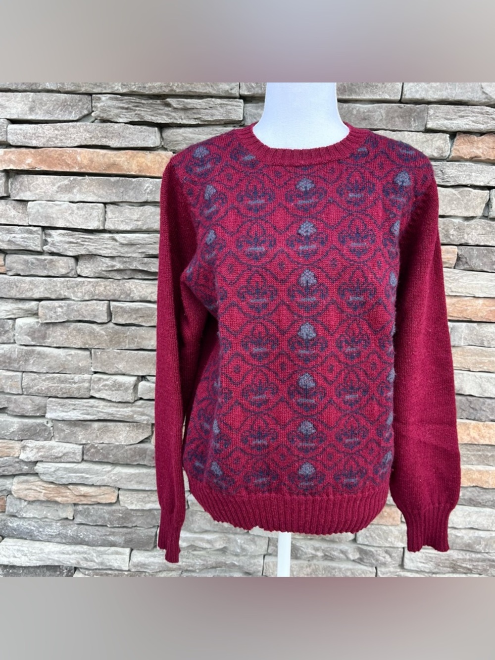 Vintage Redwood & Ross Wool Sweater Burgundy Size Large